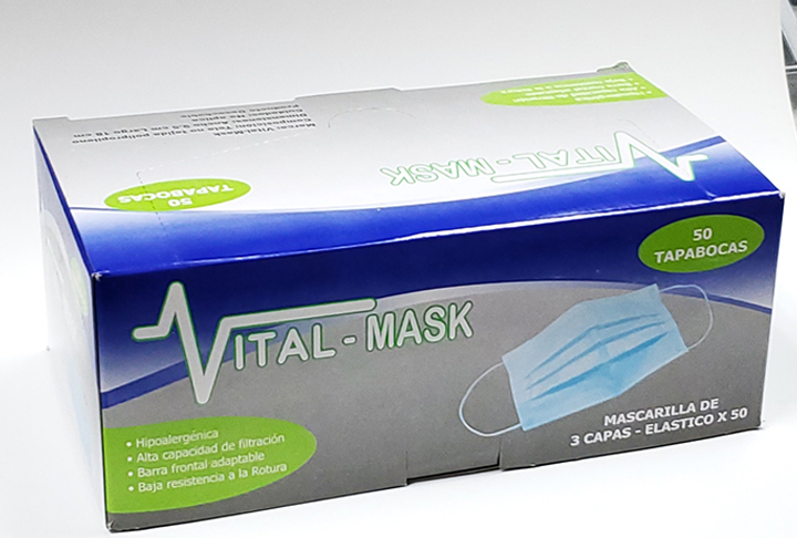 【抗疫】消毒喷雾/洗手液/手套-Vital Mask 掛耳式口罩-藍色 50pcs